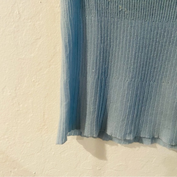 Saint Laurent Top Tank Semi-Sheer Pure Cashmere Sleeveless Blue Tank Top… - Picture 9 of 13